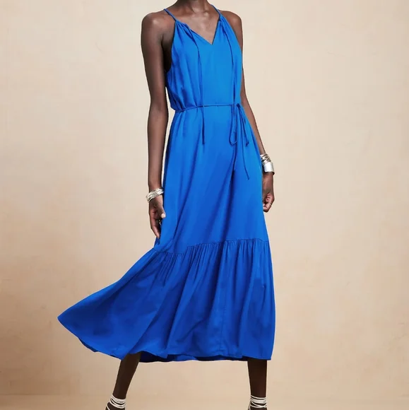 cora maxi dress Cora Dress With Painted Detail In Blue, Denim / 40 (US 2/4)